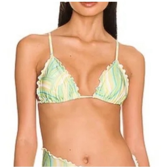 L*Space Maggie Frenchi Bikini Top Size Large NEW in Over The Rainbow Green - Picture 3 of 10